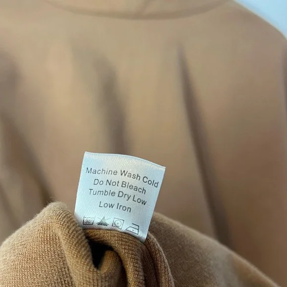 Tuckernuck Piper Poncho Funnel Neck Camel Tan Leather Trim O/S - Picture 9 of 12